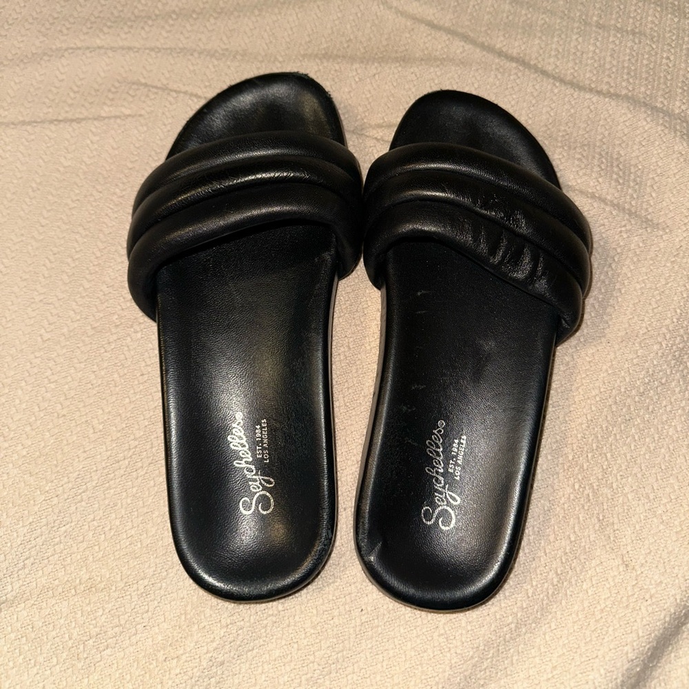 Seychelles Black Slide Sandals